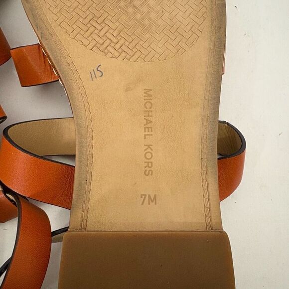 Michael Kors Leather Gladiator Sandals Light Brown Adjustable Strap Size 7 - Picture 11 of 11
